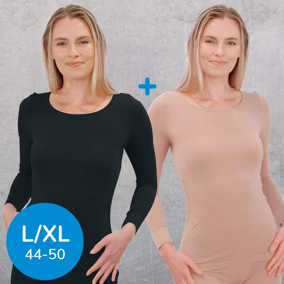 Thermaline Comfortwear Thermoshirt Damen / L-XL / schwarz + nude