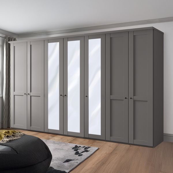 Drehtüren-Kleiderschrank Qamar mit Spiegel H 216cm