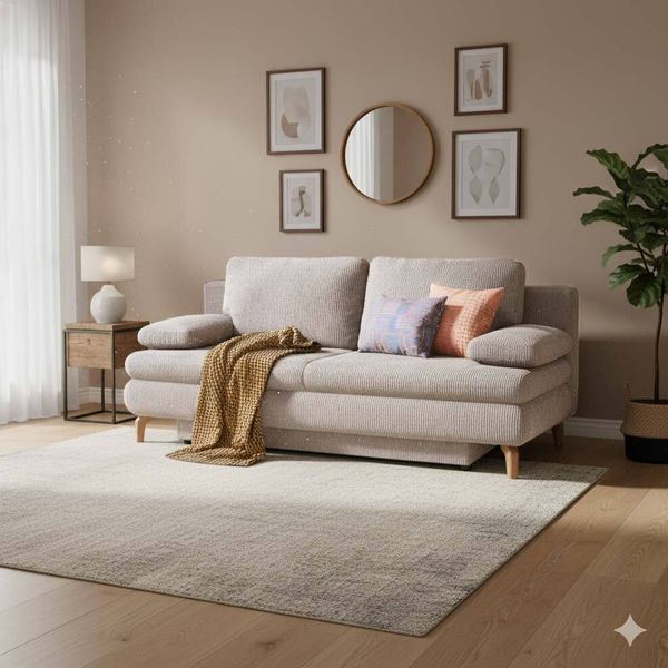 Schlafsofa Maranca Webstoff/Cord mit Bettkasten