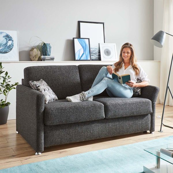 Schlafsofa Tullia Webstoff/Velours mit Lattenrost