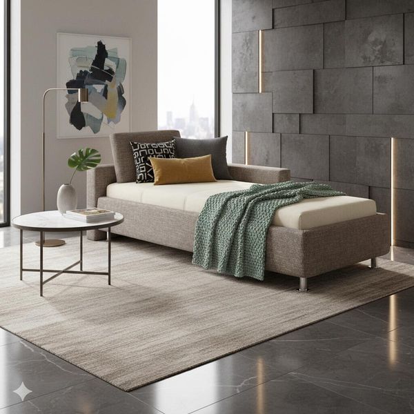 Polsterliege Graziano Webstoff mit Bettkasten Seitenteil links