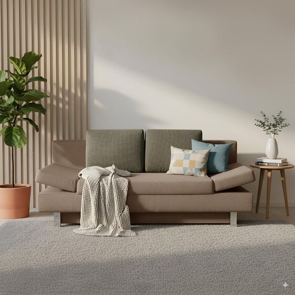 Schlafsofa Blue-River Webstoff mit Lattenrost und Bettkasten