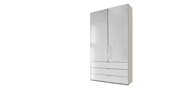 Drehtüren-Kleiderschrank Selca mit Glasfront und Schubladen