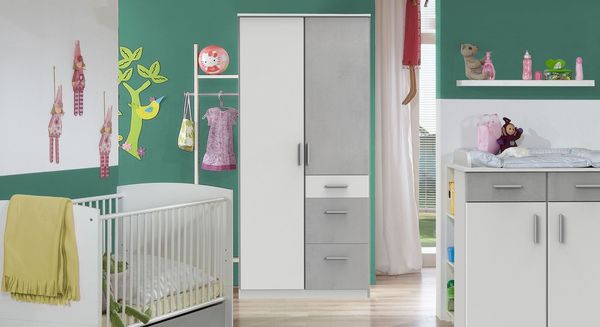 Drehtüren-Kleiderschrank Porvenir mit Schubladen H 199 cm