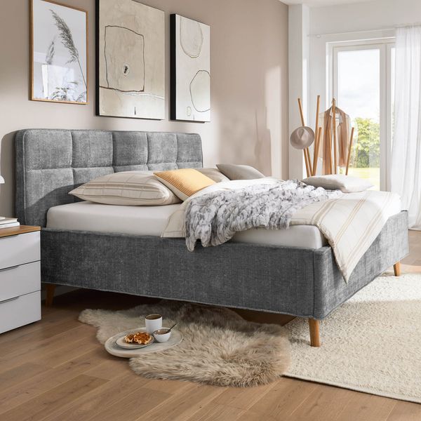 Musterring Polsterbett Delano Komfort Chenille Kopfteil gesteppt mit Lattenrost und Bettkasten 180x200 cm
