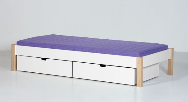 Bett Kids Town Buche teilmassiv ohne Kopfteil mit Schubkasten und Lattenrost