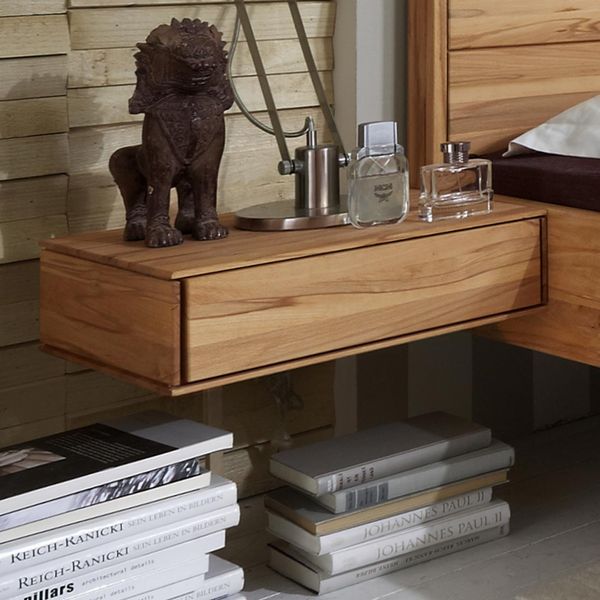 Schwebenachttisch Rosso Kernbuche/Wildeiche Massivholz