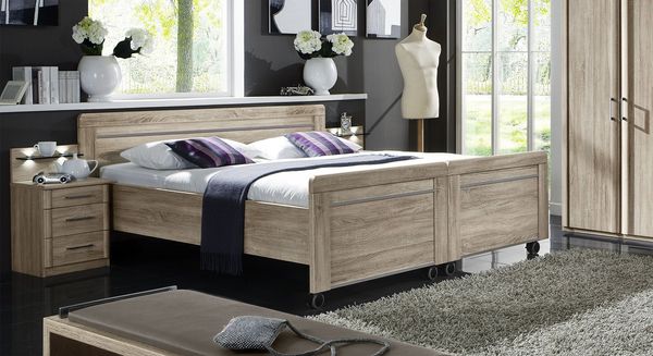 Senioren-Doppelbett Runcorn Komfort Eiche Dekor mit Rollen