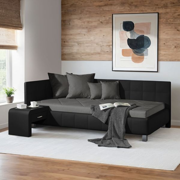 Polsterliege Nuca Kunstleder mit Bettkasten Seitenteil links