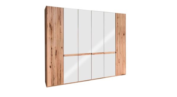 Drehtüren-Kleiderschrank Leandra Kernbuche teilmassiv mit Spiegel
