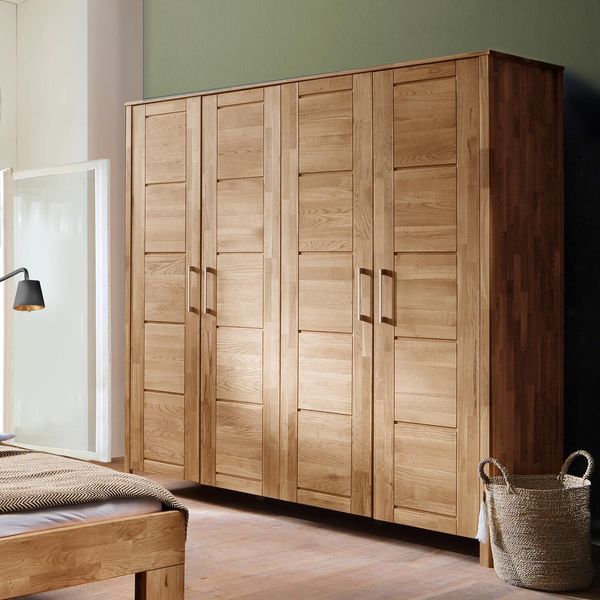HOMELIV. Drehtüren-Kleiderschrank Pasja Wildeiche Massivholz H 202 cm