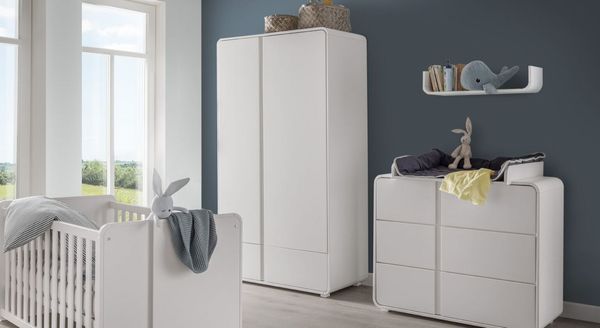 Drehtüren-Kleiderschrank Kids Arctic mit Schubladen 105x193cm