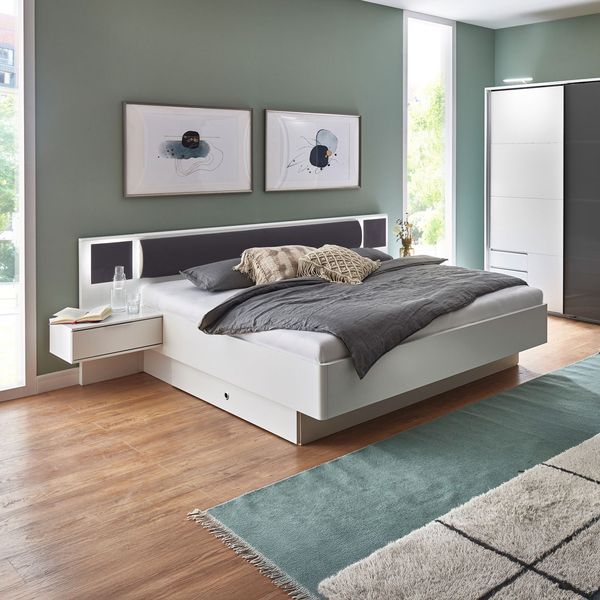 Bett Malira Komfort mit Nachttischen, Beleuchtung und Schubkasten