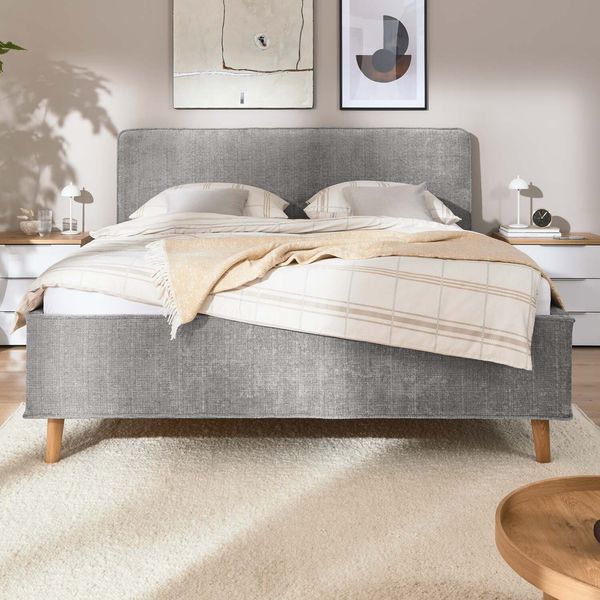 Musterring Polsterbett Delano Komfort Chenille Kopfteil glatt mit Lattenrost und Bettkasten 180x200 cm