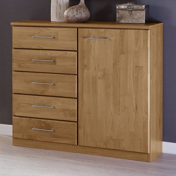 Kommode Aliano Erle teilmassiv mit Schubladen