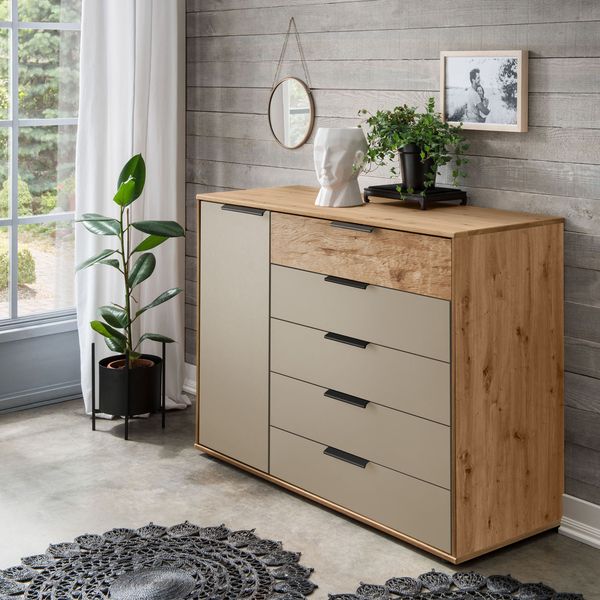 Kommode Elian Eiche Dekor mit Schubladen und Türen