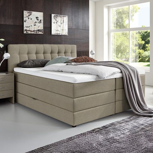 HOMELIV. Boxspringbett Luciano Webstoff mit Bettkasten