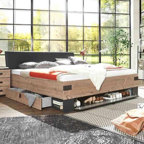 Bett Viano Eiche Dekor mit Schubkästen