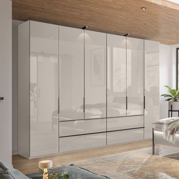 Musterring Falttüren-Kleiderschrank San Antonio mit Schubladen und Glasfront Champagner