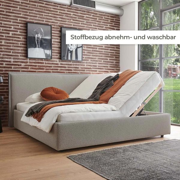 HOMELIV. Polsterbett Leeds Webstoff mit Bettkasten und Lattenrost