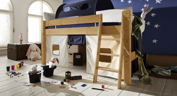 Mini-Hochbett Kids Dreams Kiefer Massivholz mit Lattenrost