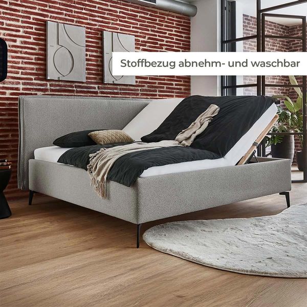 HOMELIV. Polsterbett Sheffield Komfort Webstoff mit Bettkasten und Lattenrost