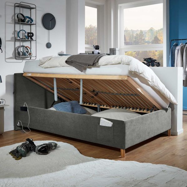 Polsterbett Pauka Komfort Cord mit Lattenrost und Bettkasten