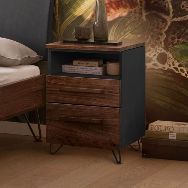 Nachttisch Montaro Nussbaum teilmassiv H 63cm