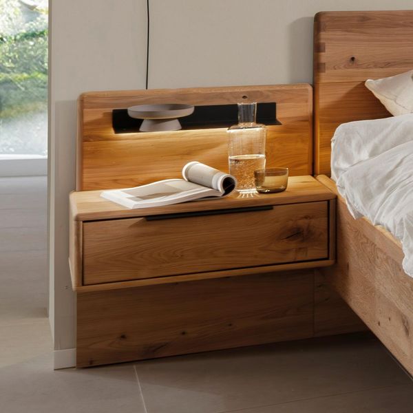 Schwebenachttisch Nivora Eiche teilmassiv H 75cm