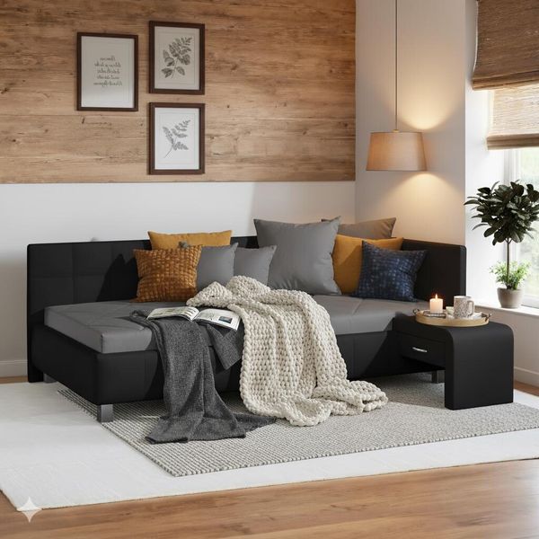 Polsterliege Nuca Kunstleder mit Bettkasten Seitenteil rechts