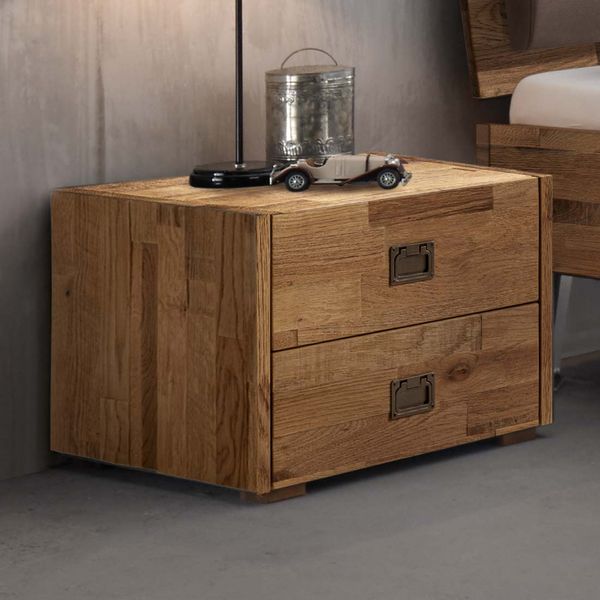 Nachttisch Olizar Eiche Massivholz H 36cm