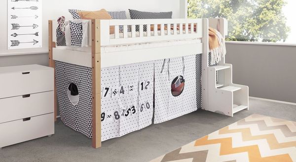 Mini-Hochbett Kids Town Design Buche teilmassiv mit Lattenrost