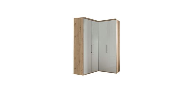 Eck-Kleiderschrank Estiva Eiche Dekor mit Glasfront
