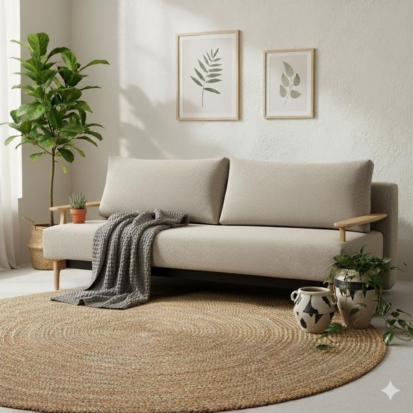 Schlafsofa Hilltown Webstoff/Bouclé mit Stauraum