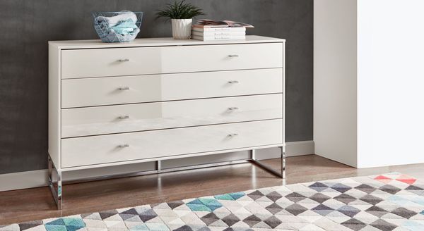 Kommode Elmira mit Kufen und Schubladen Champagner