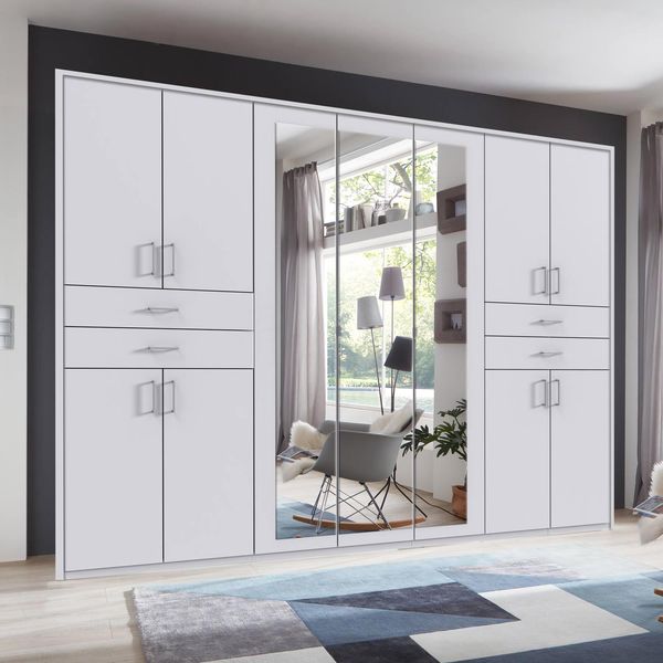 Drehtüren-Kleiderschrank Elmsley mit Spiegel und Schubladen H 208 cm