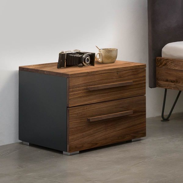 Nachttisch Petros Nussbaum teilmassiv H 41cm