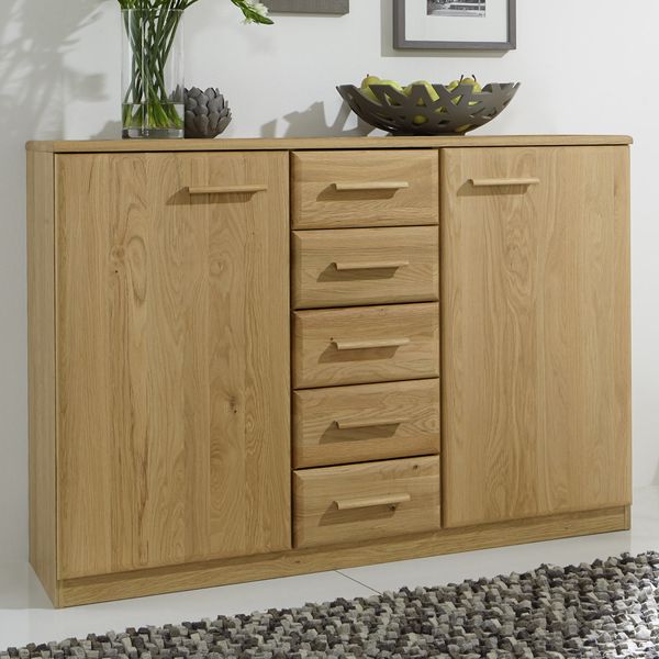 Kommode Temir Eiche teilmassiv mit Schubladen