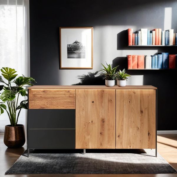 Kommode Manari Wildeiche Massivholz mit Schubladen