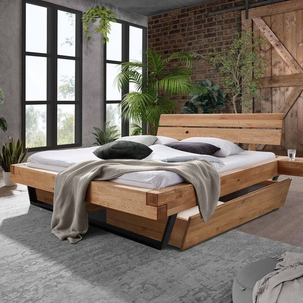Bett Valera Wildeiche Massivholz