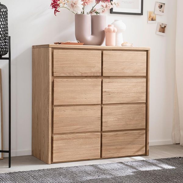 HOMELIV. Kommode Lisana Eiche Massivholz mit Schubladen