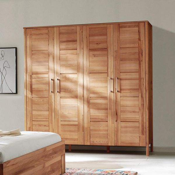 HOMELIV. Drehtüren-Kleiderschrank Halvar Kernbuche Massivholz H 202 cm