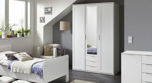 Drehtüren-Kleiderschrank Aradeo mit Schubladen 135x210 cm