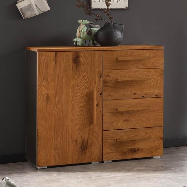 Kommode Oresta Wildeiche teilmassiv mit Schubladen