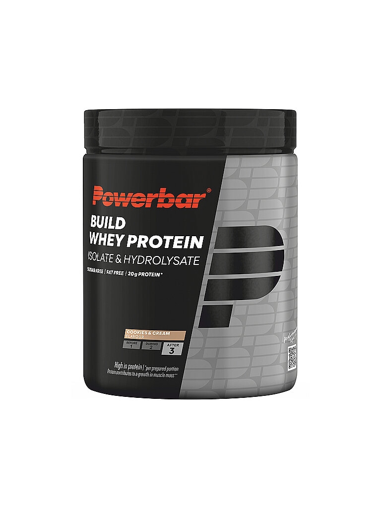 POWER BAR  Getränkepulver Build Whey Protein Isolate & Hydroisolate Pulver 550g Cookies&Cream bunt