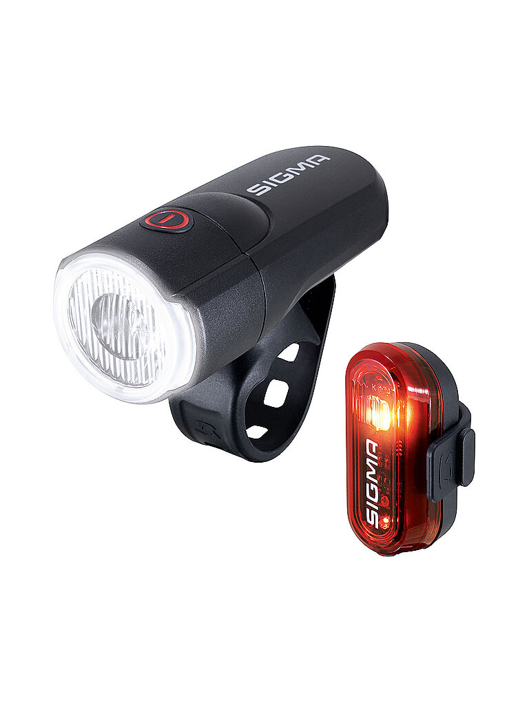 SIGMA Fahrrad Batterie Lichtset Aura 30 mit Curve schwarz