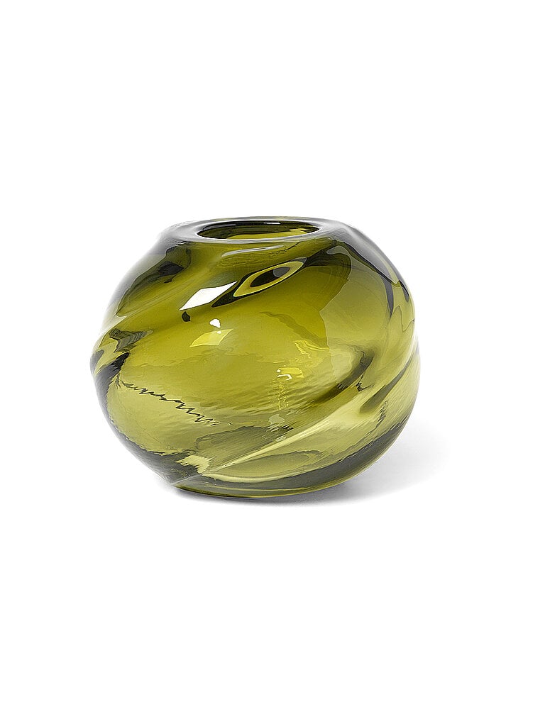 FERM LIVING Vase WATER SWIRL ROUND Moss Green olive