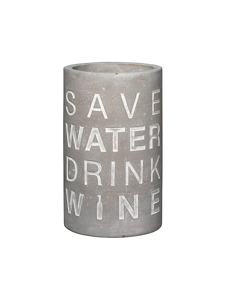 RAEDER Flaschenkühler aus Beton 21cm Save Water - Drink Wine grau