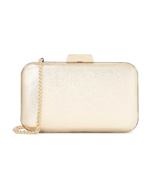 Kazar Goldfarbene steife Beutel-Box-Tasche